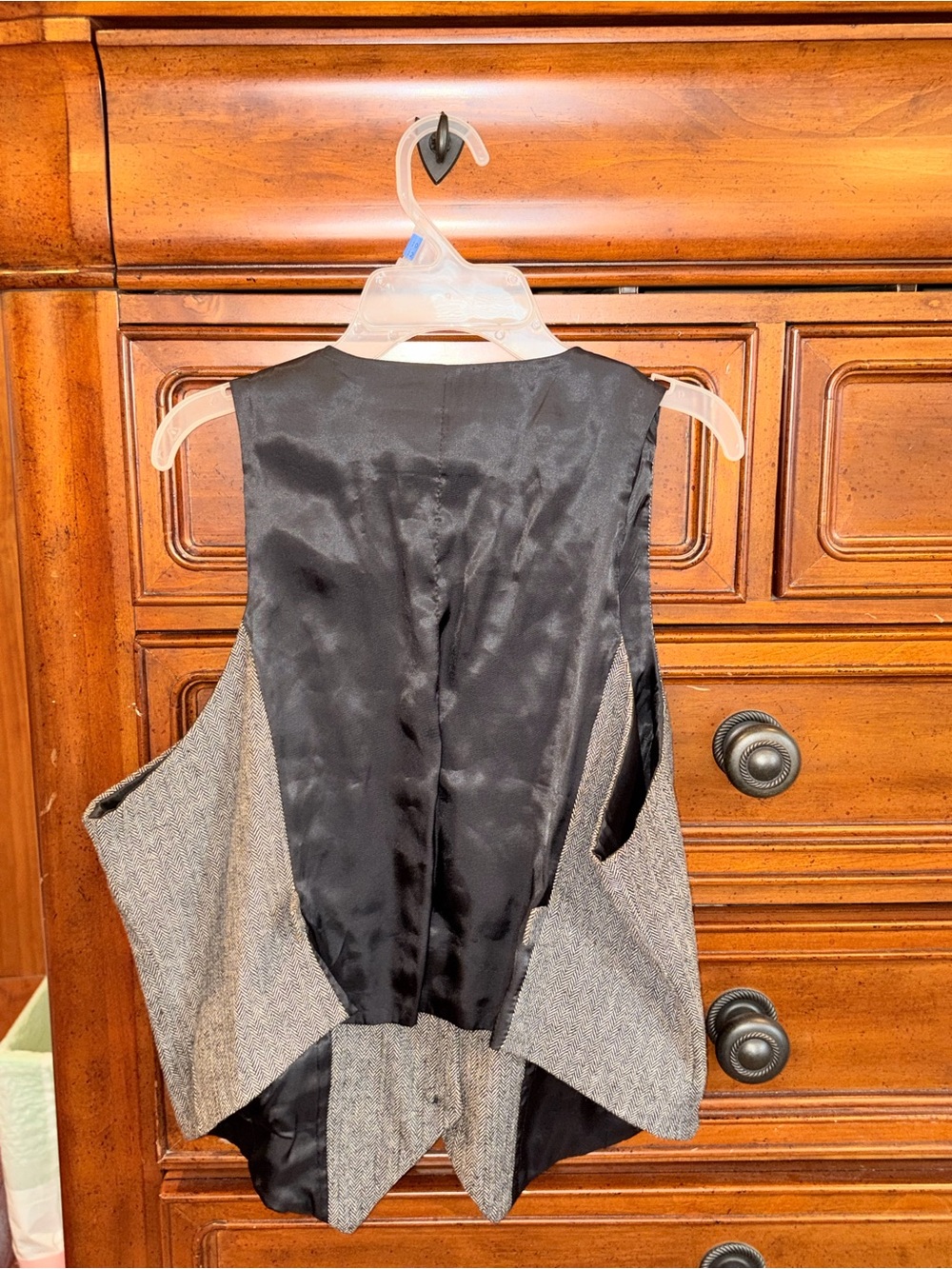 Paris Blues Vintage Gray Herringbone Button Front Vest XL - Picture 3 of 6